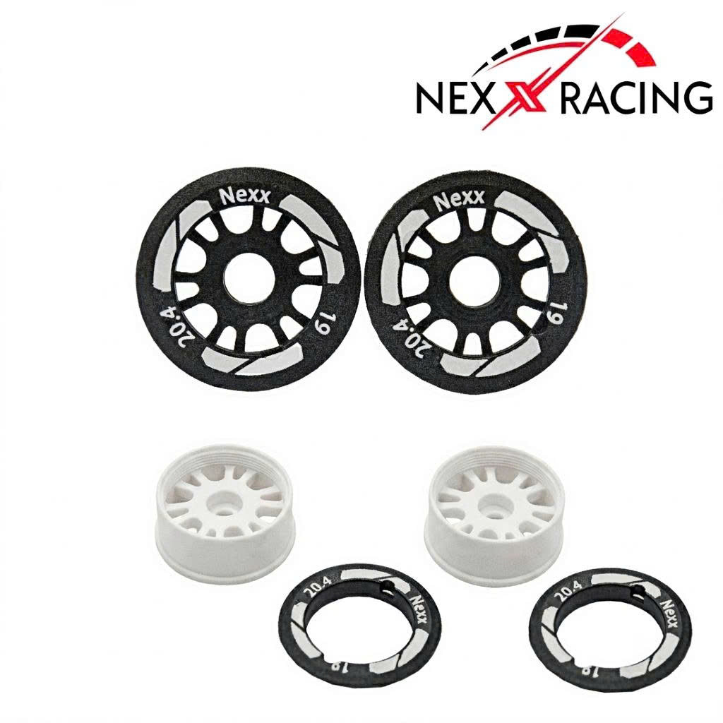 Nexx Racing NXUSA-EVO-F-0.5-19 19mm & F-0-19mm Threaded Carbon-Fiber Reinforced EVO Flanged Front Wheels (2 pcs) for Mini-Z