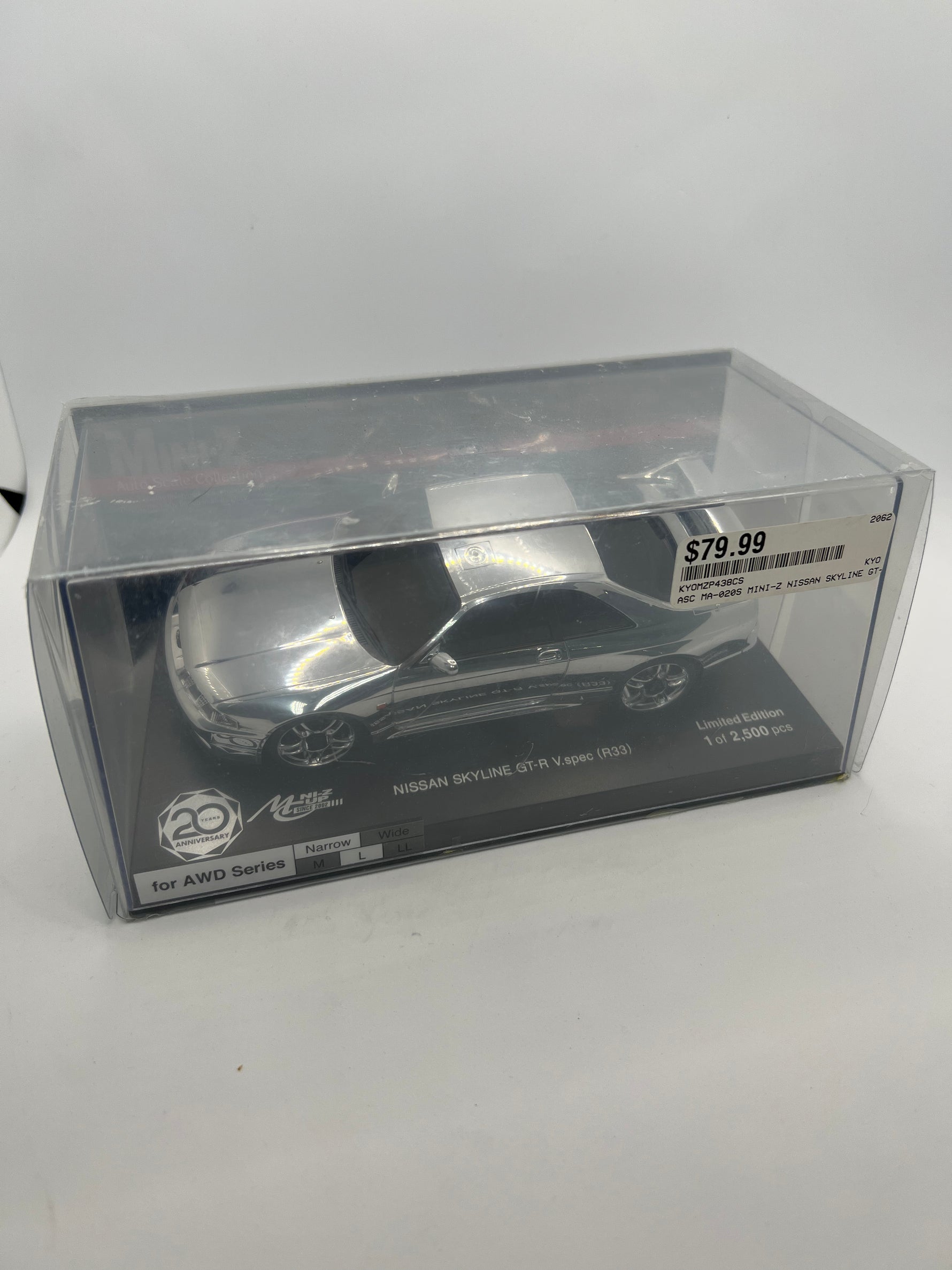 Kyosho Mini-Z CUP 20th Anniversary NISSAN SKYLINE GT-R V.Spec (R33) Chrome Silver (Still Sealed)