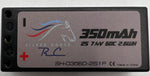 Silver Horse 350 mAh 7.4v 60c Lipo Hardcase 2mm Bullet Racing Battery