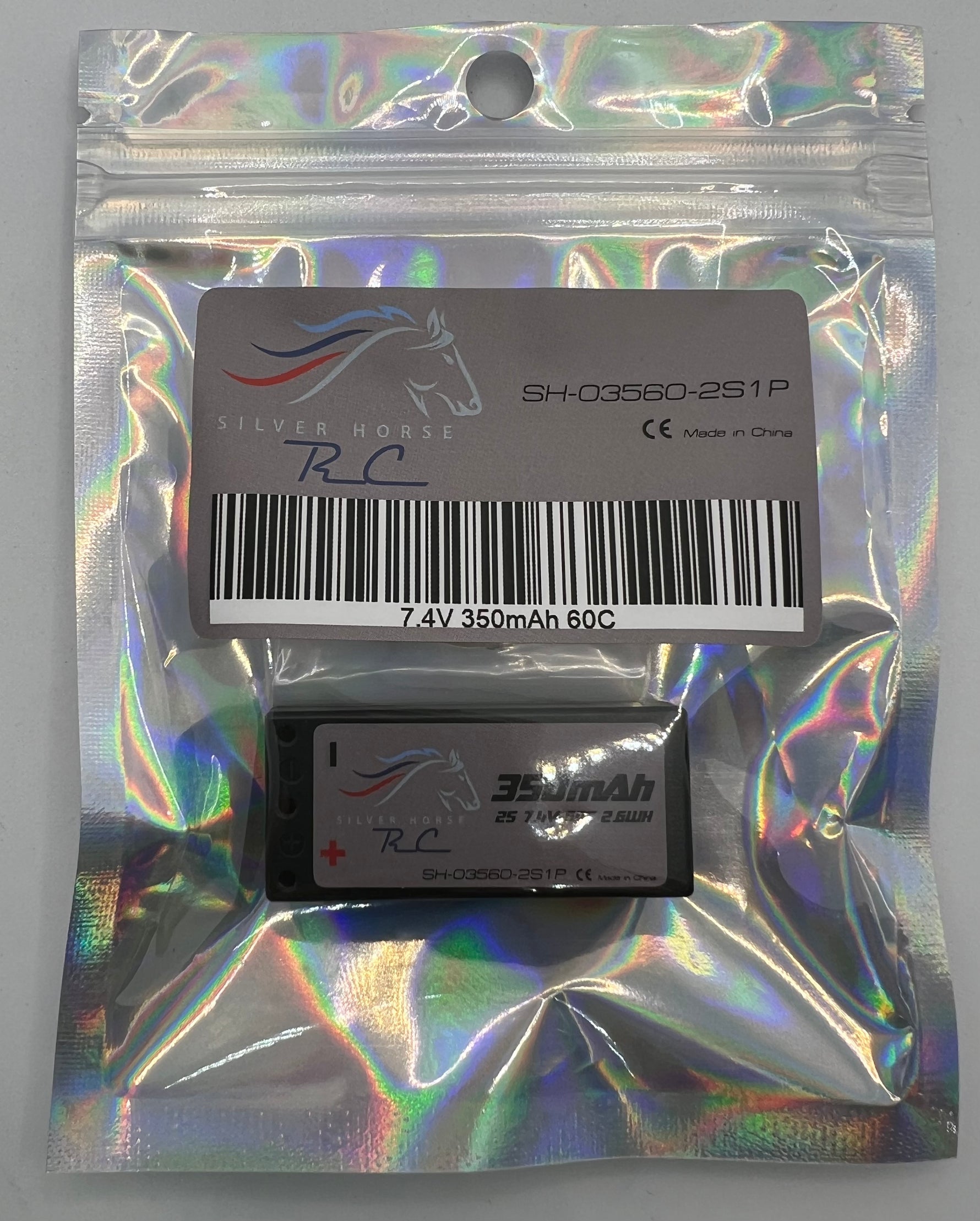 Silver Horse 350 mAh 7.4v 60c Lipo Hardcase 2mm Bullet Racing Battery