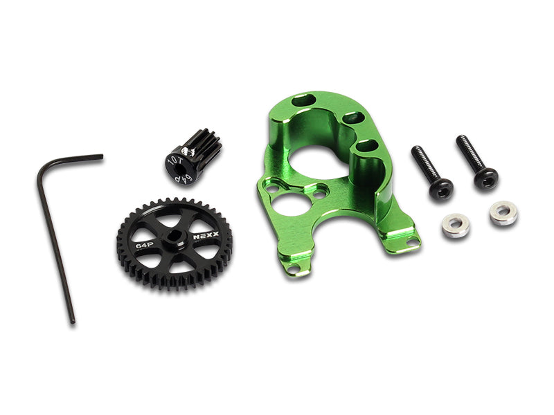 NX-304-GR Nexx Racing SCX24 Alu Motor Mount Set For 1410 (GREEN)