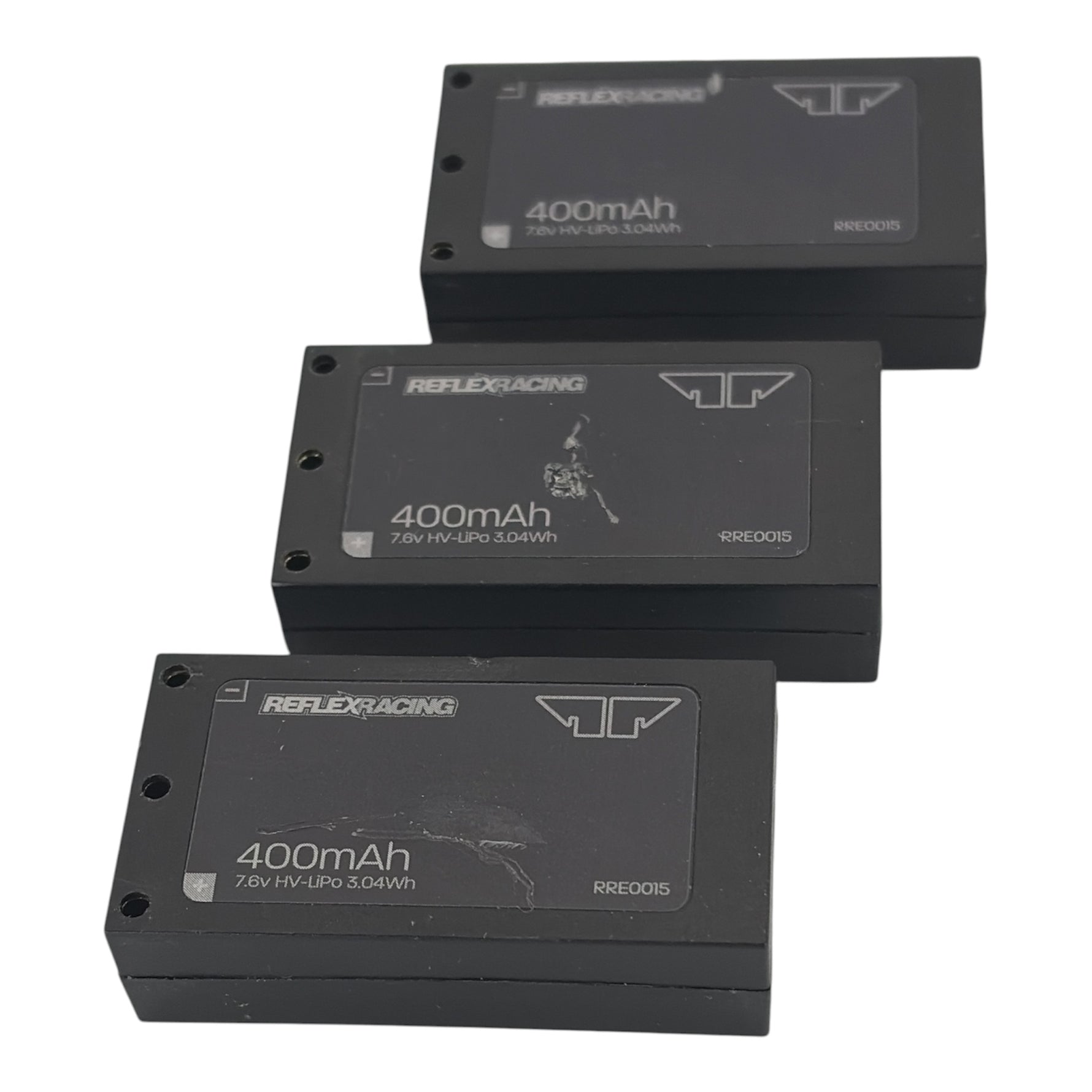 Reflex Racing 400mAh hardcase 2mm bullet lipo batter - set of 3, preowned