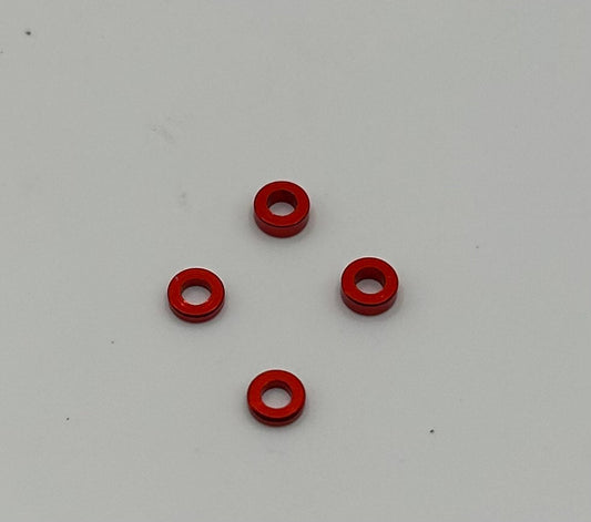 MWX PERFORMANCE - RED ANODIZED SHIMS - 1.0 & 1.5MM - (4 PCS)