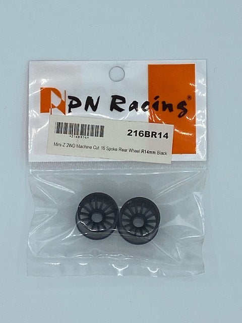 PN Racing Mini-Z 2WD Machine Cut 16 Spoke Rear Wheel R14mm Black