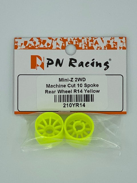 PN Racing Mini-Z 2WD Machine Cut 10 Spoke Rear Wheel R14mm Yellow