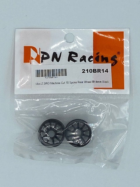 PN Racing Mini-Z 2WD Machine Cut 10 Spoke Rear Wheel R14mm Black