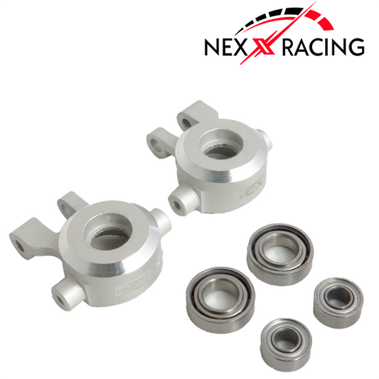 NX-375-S-Nexx Racing CNC Alu Front Steering Knuckles Set for TRX-4M ( Included Bearing )-Silver