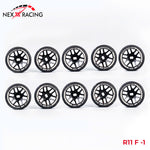 NXUSA-EVOAWD-R Nexx Racing “JUD” threaded carbon-fiber reinforced EVO AWD Flanged Rear Wheels (2) pcs for Mini-Z (Black)